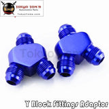 2Pcs X Y Block Adapter Fittings Nos An8 Inlet An-8 X 2 Outlet (8-8-8) Red/blue/black