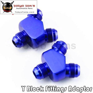 2Pcs X Y Block Adapter Fittings Nos An8 Inlet An-8 X 2 Outlet (8-8-8) Red/blue/black