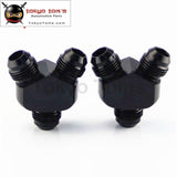 2Pcs Xan8 An-8 Inlet Outlet Y Block Performance Aluminum Fitting Adapter Dash #8 Adaptor Black