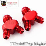 2Pcs Y Block Adapter Fittings Nos An6 Inlet An-6 X 2 Outlet (6-6-6) Red/blue/black