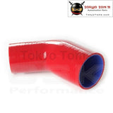 3.25 To 3 83Mm - 76Mm Silicone 45 Degree Elbow Reducer Pipe Hose Black/red