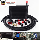 30 Row 248mm AN10 Universal Engine Oil Cooler British Type+M20Xp1.5 / 3/4 X 16 Filter Relocation+3M AN10 Oil Line Kit  Black