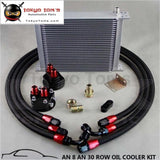 30 Row An-8/an8 Engine Transmission Oil Cooler + Filter Relocation Kit Black