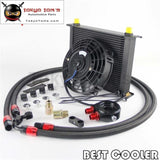 30 Rows An8 Engine Oil Cooler + Flat Filter Adapter +7" Electric Fan  Kit