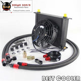30 Rows An8 Engine Oil Cooler + Flat Filter Adapter +7 Electric Fan Kit