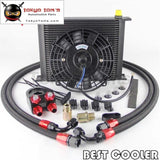 30 Rows An8 Oil Cooler +7 Electric Fan + Filter Adapter Kit Black