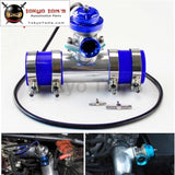 30Psi Blow Off Valve Bov +Type Rs 2.5 Flange Pipe Adapter Silicone Hose Kit Black / Blue Silver