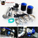 30Psi Blow Off Valve Bov +Type Rs 2.5 Flange Pipe Adapter Silicone Hose Kit Black / Blue Silver