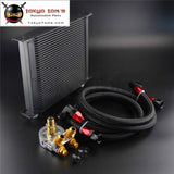 34 Row 80 Deg Thermostat Adapter Engine Racing An10 Oil Cooler Kit For Japan Car Silver / Black