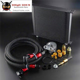 34 Row 80 Deg Thermostat Adapter Engine Racing An10 Oil Cooler Kit For Japan Car Silver / Black