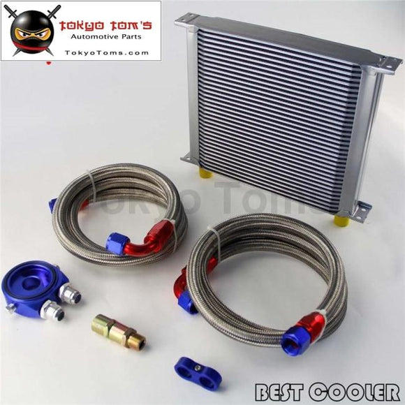 34 Row An10 Universal Engine Oil Cooler + 3/4*16 & M20*1.5 Filter Adapter Hose Kit