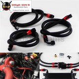 3Pcs 10An Nylon Steel Braided Oil Fuel Line Cooler Filter Relocate Hose Kit Black / Silver