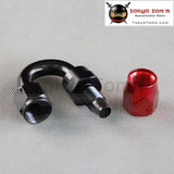 4 An An-4 180 Degree Aluminum Swivel Hose End Fitting Oil Fuel Line Adapter Black And Red