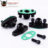 4 Pcs Turbo Oil Drain Outlet Flange Gasket Adapter Kit 10An Male Fitting T3 T4 Black/silver