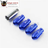 4 Pcs W/ Key 12X1.5 Spec Racing Aluminum Lock Locking Lug Nuts Blue