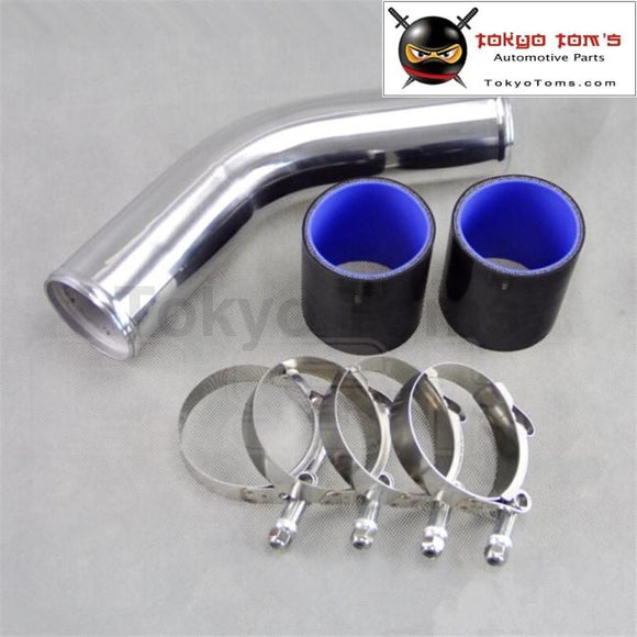 45 Degree 63Mm 2.5 Aluminum Turbo Intercooler Pipe Piping+Silicon Hose+ T Bolt Clamps Black Piping