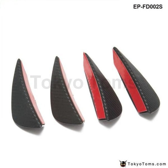 4Pcs Carbon Fiber Color Fit Front Bumper Lip Splitter Fins Body Spoile