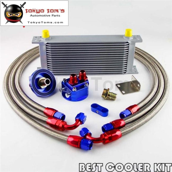 50Mm 16 Row An-8/an8 Engine Transmission Oil Cooler + Filter Relocation Kit