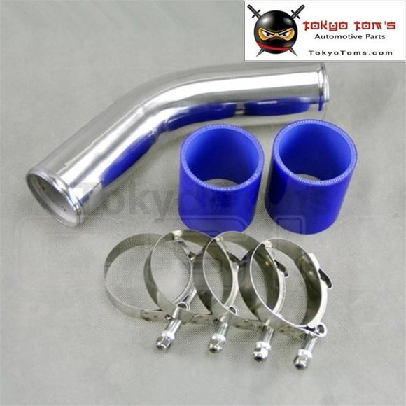 50Mm 2 45 Degree Aluminum Turbo Intercooler Pipe Piping+Silicon Hose Blue+ T Bolt Clamps Piping