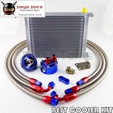 50Mm 30 Row An-8/an8 Engine Transmission Oil Cooler + Filter Relocation Kit Blue