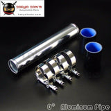 51Mm 2 Aluminum Turbo Intercooler Pipe Piping Tubing + Silicon Hose T Bolt Clamps Kits Black Kits