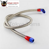 55 Inch An10 Stainless Steel/ Nylon Braided Oil/fuel Line Hose W/ Adapter Kit Silver/black