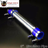 57Mm 2.25 Aluminum Turbo Intercooler Pipe Piping Tubing + Silicon Hose Blue T Bolt Clamps Kits
