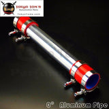 57mm 2.25" Aluminum Turbo Intercooler Pipe Piping Tubing + Silicon Hose Red + T Bolt Clamps Kits