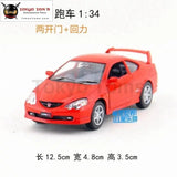 5Pcs/lot Wholesale Yj 1/34 Scale Car Model Toys Honda Integratype-R Diecast Metal Pull Back Toy Red