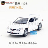 5Pcs/lot Wholesale Yj 1/34 Scale Car Model Toys Honda Integratype-R Diecast Metal Pull Back Toy
