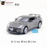 5Pcs/lot Wholesale Yj 1/36 Scale Car Model Toys Japan Nissan R35 Diecast Metal Pull Back Toy Gray