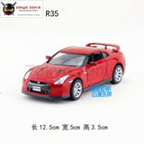 5Pcs/lot Wholesale Yj 1/36 Scale Car Model Toys Japan Nissan R35 Diecast Metal Pull Back Toy Red