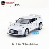 5Pcs/lot Wholesale Yj 1/36 Scale Car Model Toys Japan Nissan R35 Diecast Metal Pull Back Toy Silver