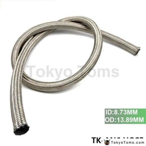 6 AN AN6 (8.73mm ID) Braided Stainless Steel RUBBER Fuel Line Oil Hose