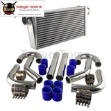 600Mm*300Mm*76Mm Front Mount Turbo Intercooler + 3 Aluminum Piping Hose Clamps Kit Black/blue/red