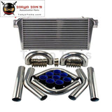600Mm*300Mm*76Mm Front Mount Turbo Intercooler + 3 Aluminum Piping Hose Clamps Kit Black/blue/red