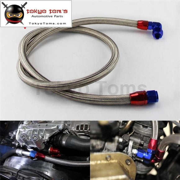 63 Inch An10 Stainless Steel/ Nylon Braided Oil/fuel Line Hose W/ Adapter Kit Silver/black