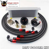 7 Row An-8 Engine Trust Oil Cooler + 8An Filter Relocation Nylon Steel Hose Kit