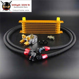 7 Row An10 Engine Racing Trust Oil Cooler W/ Thermostat Filter Adapter Kit Black/gold/blue