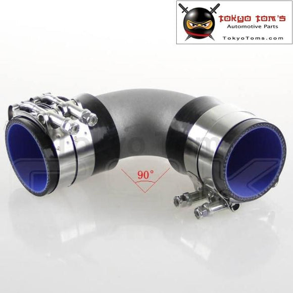 76Mm 3 Cast Aluminum 90 Degree Elbow Pipe Turbo Intercooler+ Silicone Hose Kit Black Piping