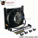 8-An 32mm 15 Row Engine Racing Coated Aluminum Oil Cooler+7" Electric Fan Kit
