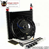 8-An 32Mm 17 Row Engine Racing Aluminum Oil Cooler W/fitting+7 Electric Fan Oil Cooler