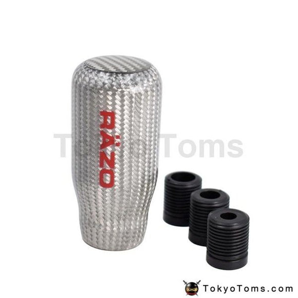8cm Black/Silver Razo Carbon Fiber Gear Knob [TokyoToms.com]
