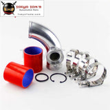 90 Degree 2 51Mm Ssqv Blow Off Valve Adapter Pipe+ Silicone Hose Clamps Kit Black /blue / Red