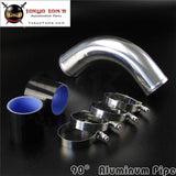 90 Degree 63Mm 2.5 Aluminum Turbo Intercooler Tube Pipe +Silicon Hose + T Bolt Clamps Piping