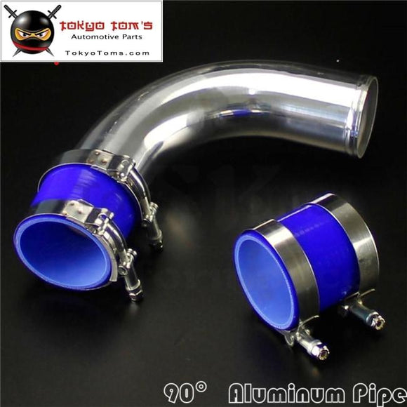 90 Degree 63Mm 2.5 Aluminum Turbo Intercooler Tube Pipe +Silicon Hose + T Bolt Clamps Piping