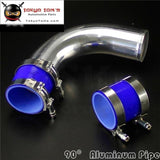 90 Degree 63Mm 2.5 Aluminum Turbo Intercooler Tube Pipe +Silicon Hose + T Bolt Clamps