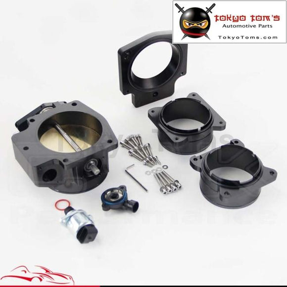 92Mm Throttle Body/ Tps+Manifold Plate+ Mass Air Flow Maf Ends For Chevy Ls1 Black / Silver