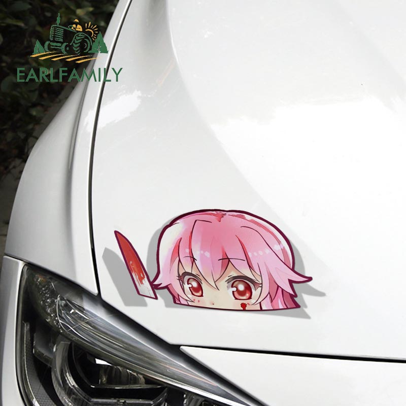 Earlfamily 13cm mirai nikki gasai yuno waifu adesivos de carro anime  scratch-proof decalque windows portátil pára-choques porta do carro  protetor - AliExpress