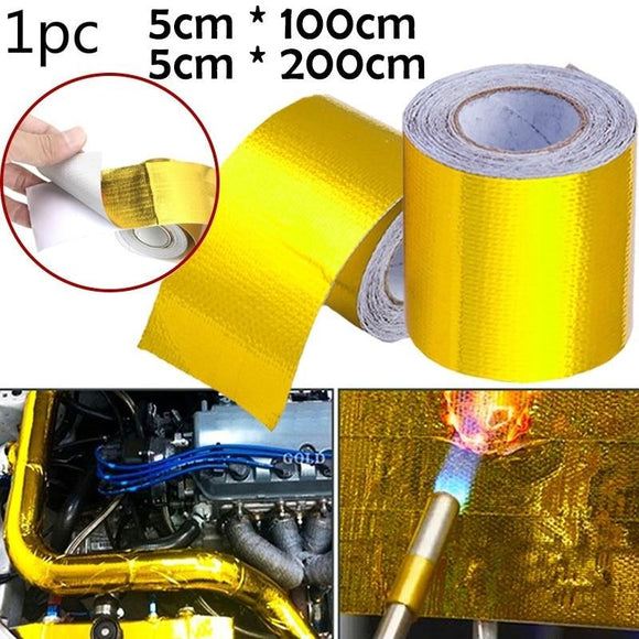 Gold Thermal Exhaust Tape Air Intake Heat Insulation Shield Wrap 